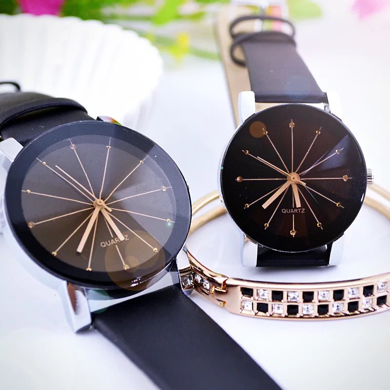 Jam Tangan Couple Quartz Putih Dan Hitam / New Jam Tangan Terbaru Fashion Couple Tren 2019-26-1HitamHitamKecil