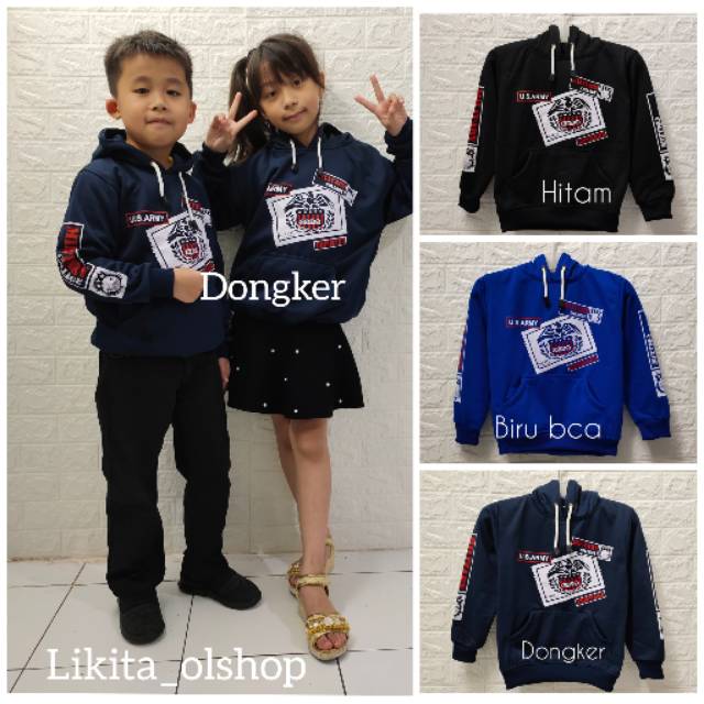 Jaket Sweater hoodie anak/militery/bahan fleece/bisa COD