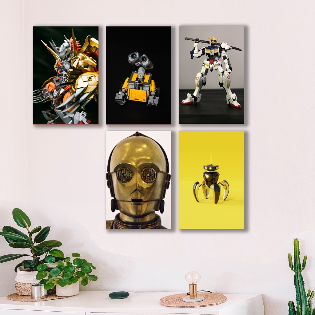 HIASAN DINDING POSTER BESAR 20X30CM TEMA ROBOT  DENGAN BINGKAI HIASAN MINIMALIS