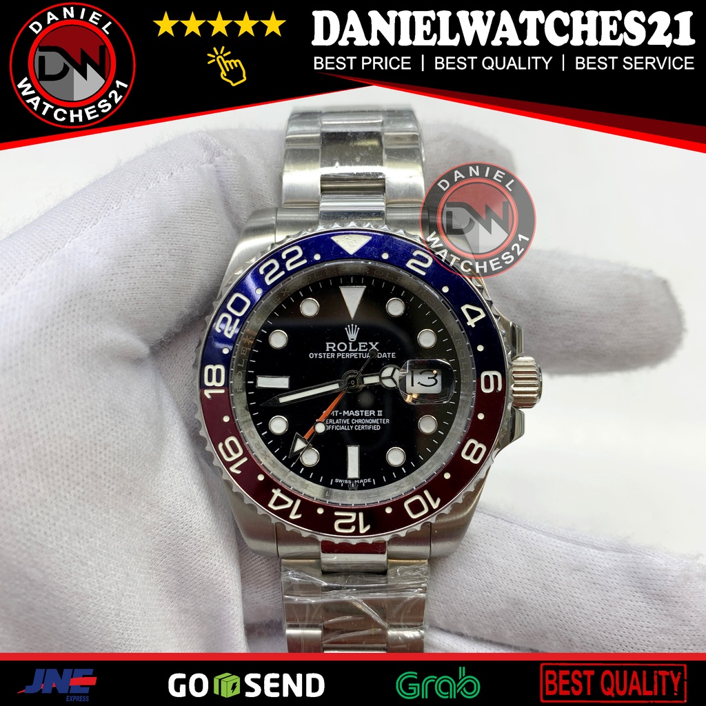 JAM TANGAN MODEL AAA+ PREMIUM GMT MASTER II NEW PEPSI (JAPAN GRADE AAA+)