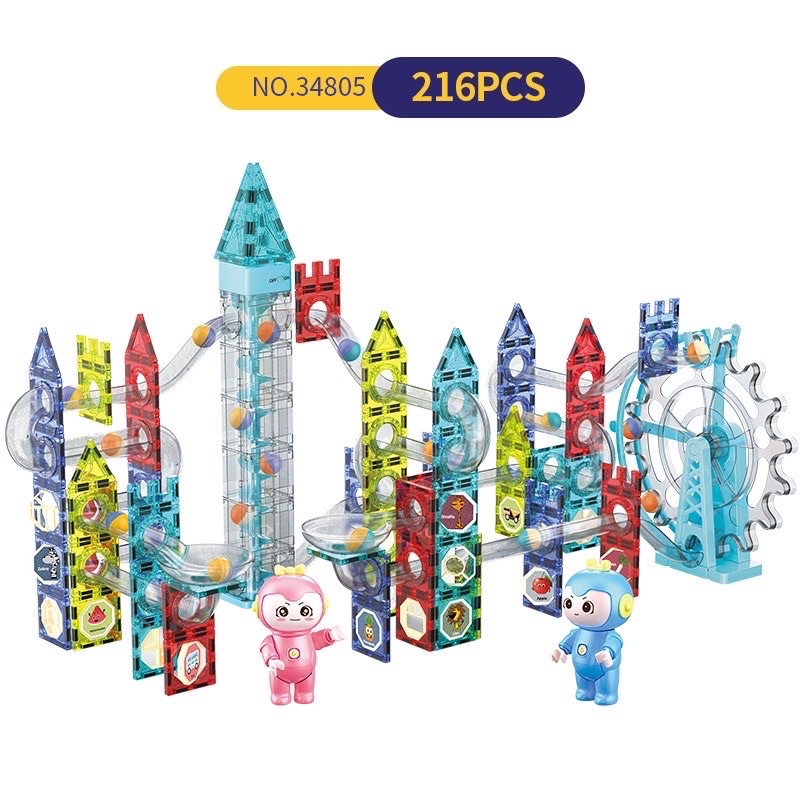 magic magnetic blocks marble run 216 pc  balok magnet