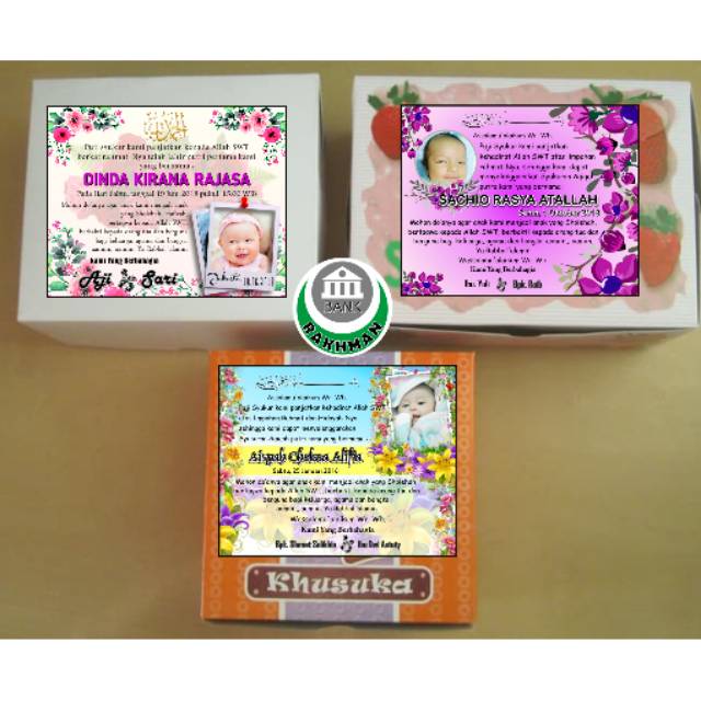 

Kartu Aqiqah Custom Flower | Ukuran 11,5cm x 9,5cm FREE CUTTING