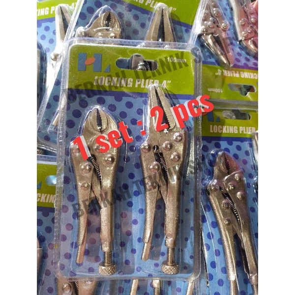 TANG JEPIT SET (2 pcs) TANG BUAYA MINI 4"  LURUS  dan BENGKOK  MINI kunci inggris pipa