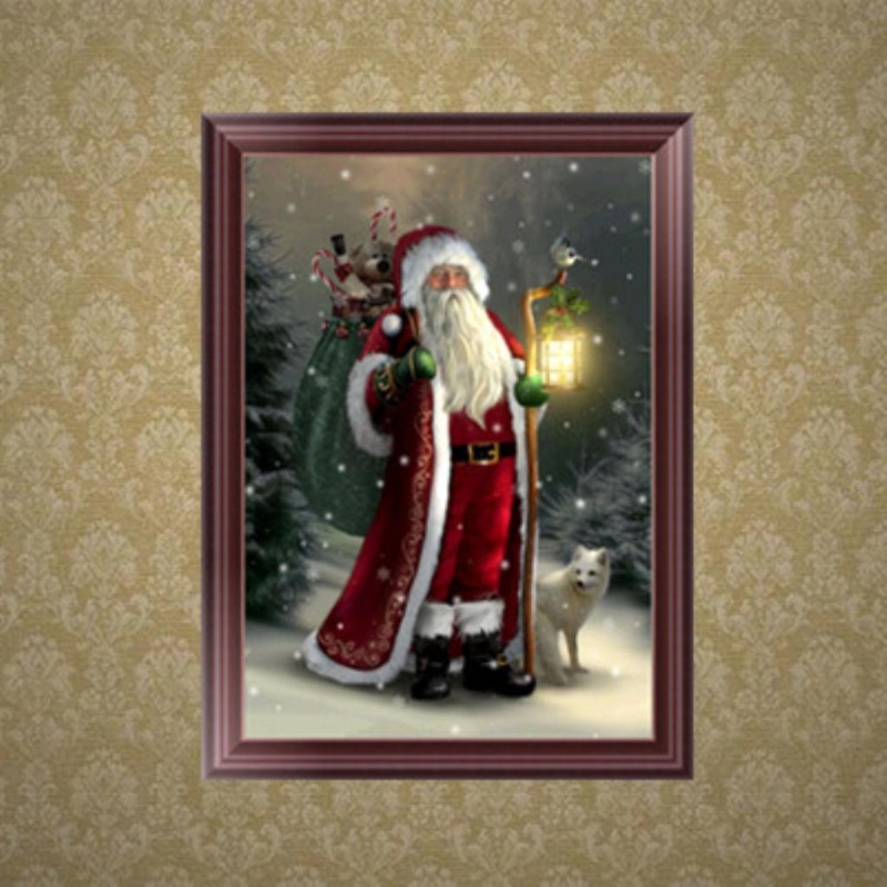Lukisan Sulaman Berlian 5D Jahitan Bersilang Desain Santa Claus Model DIY