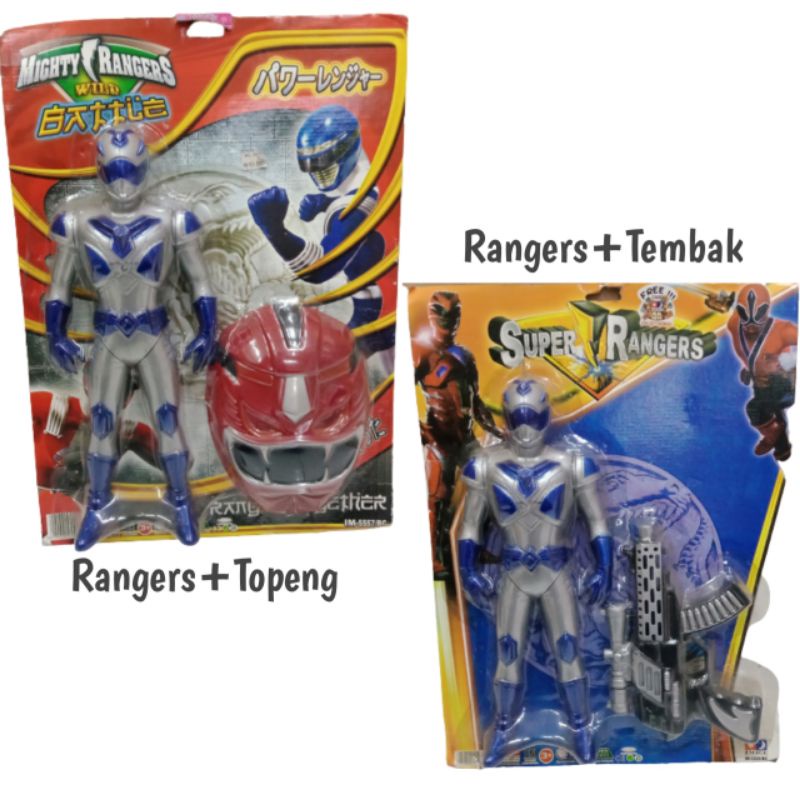 MAINAN ANAK ROBOT SUPER RANGERS+TOPENG/TEMBAK MENYALA KEMASAN SET