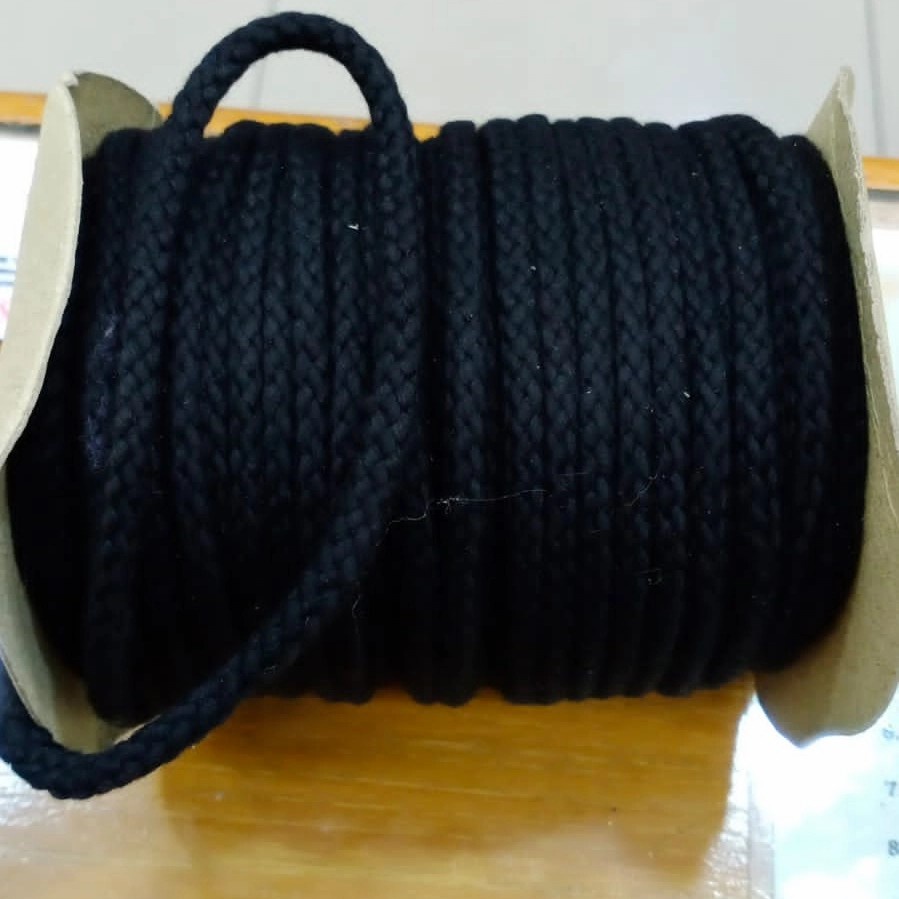 Tali Tambang Kepang Katun 5mm Color Hitam