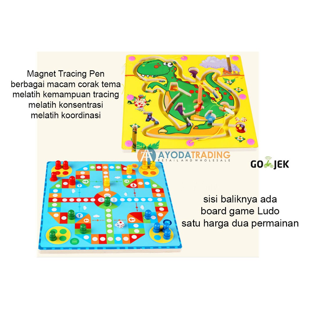 Magnet Pen Tracing Game Early Learning Mainan Edukasi Board Game