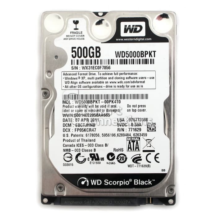 Hard Disk Laptop Internal 500GB HDD SATA 2.5