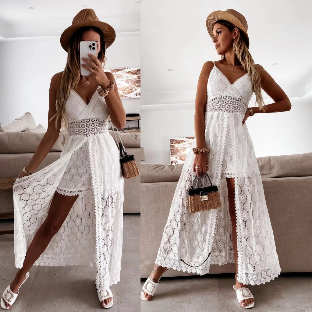 𝐑𝐄𝐀𝐃𝐘 𝐒𝐓𝐎𝐂𝐊 𝐒𝐀𝐅 - LACE jumpsuit woman premium / casual playsuit / korean summer set / beachwear bali