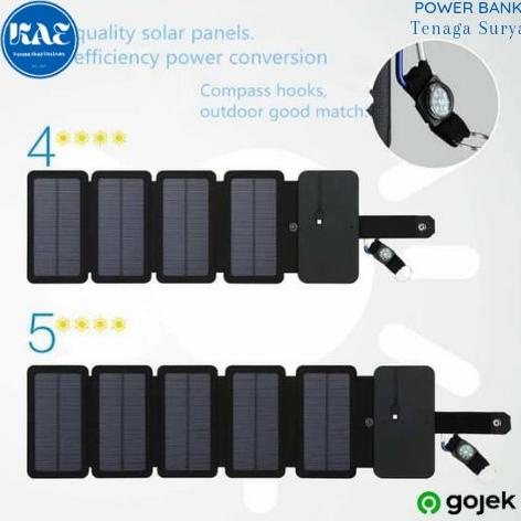 Jual Powerbank Solar Cell Portable Panel Tenaga Surya Lipat 5 USB Port ...