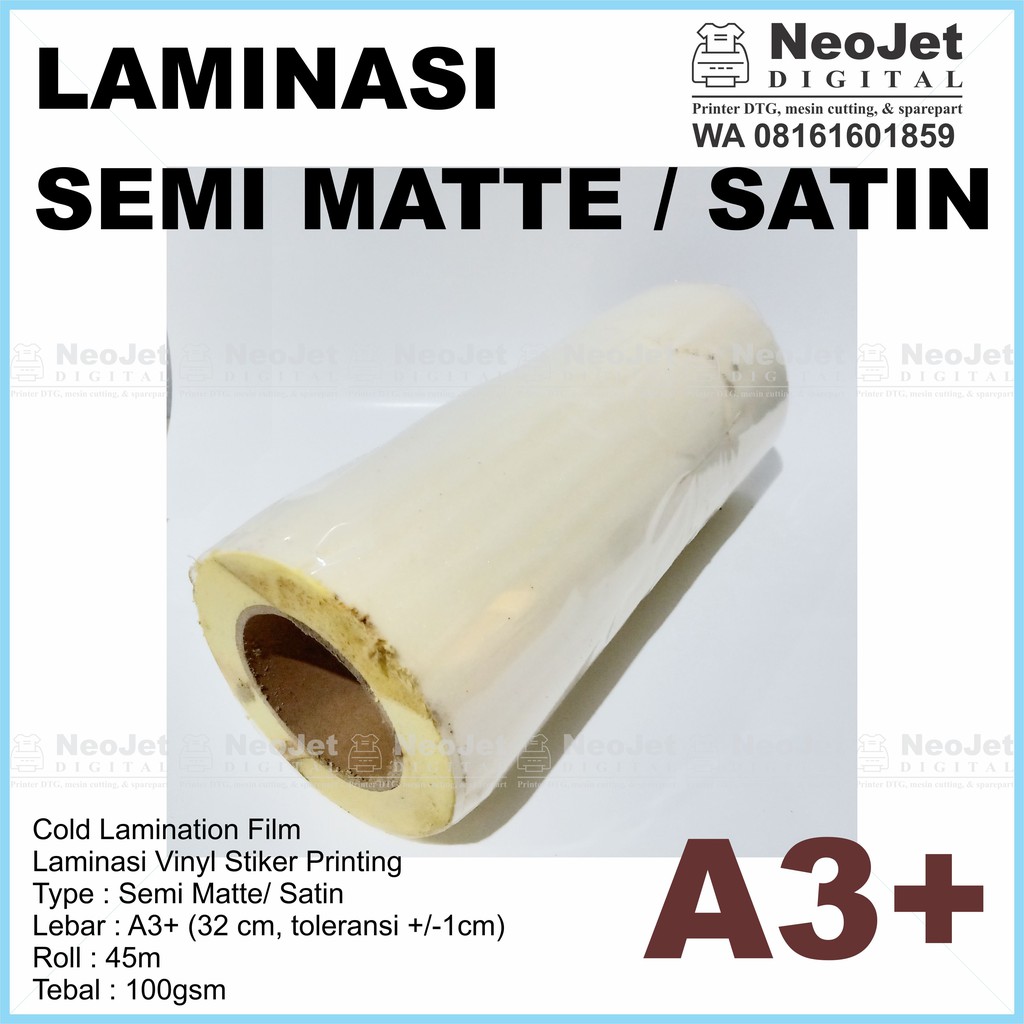 

Laminasi Dingin 100 gsm Doff Semi Mate Satin A3+ Roll 32 cm X 50 Yard Murah