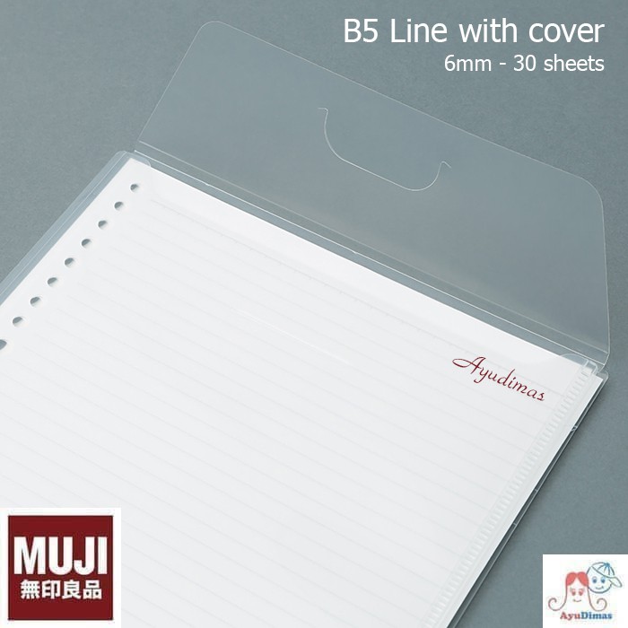 

MUJI - Loose Leaf Paper B5 Line / Ruled 6mm WITH COVER - kertas file