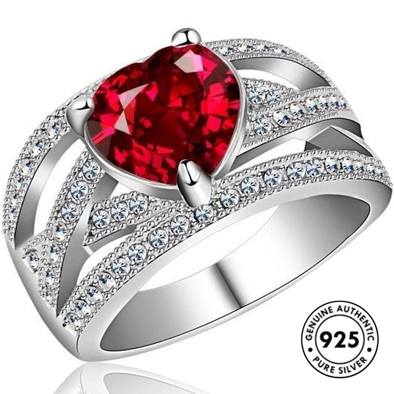 Cincin Berlian S925 Silver Bentuk Hati