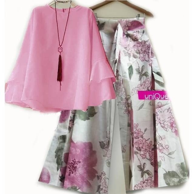 Special Promo SETELAN KULOT ASIFA PINK BLOUSE SOFT PINK FLAT TERBATAS