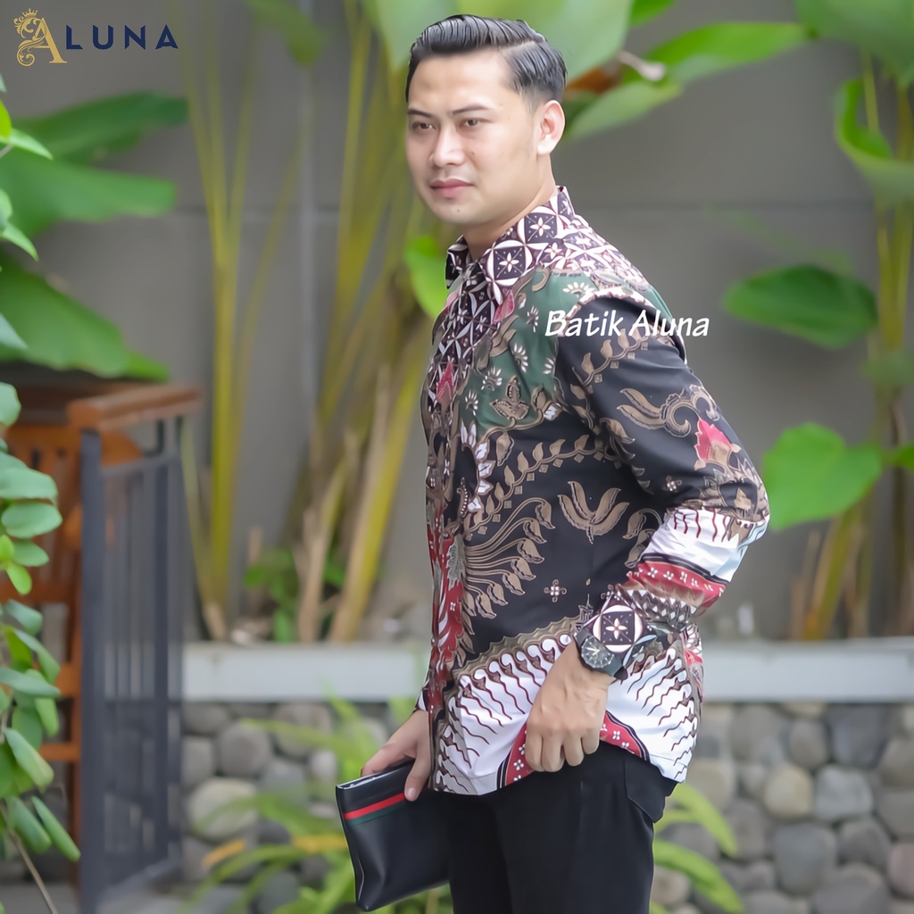 KEMEJA BATIK PRIA PREMIUM LENGAN PANJANG REGULAR BATIK ALUNA PCW 029