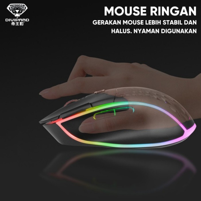 Divipard Mouse Gaming Wireless Charging Divipard Honey Comb Q15 RGB 7200 DPI