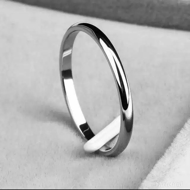 cincin titanium couple tipis - Putih, 18