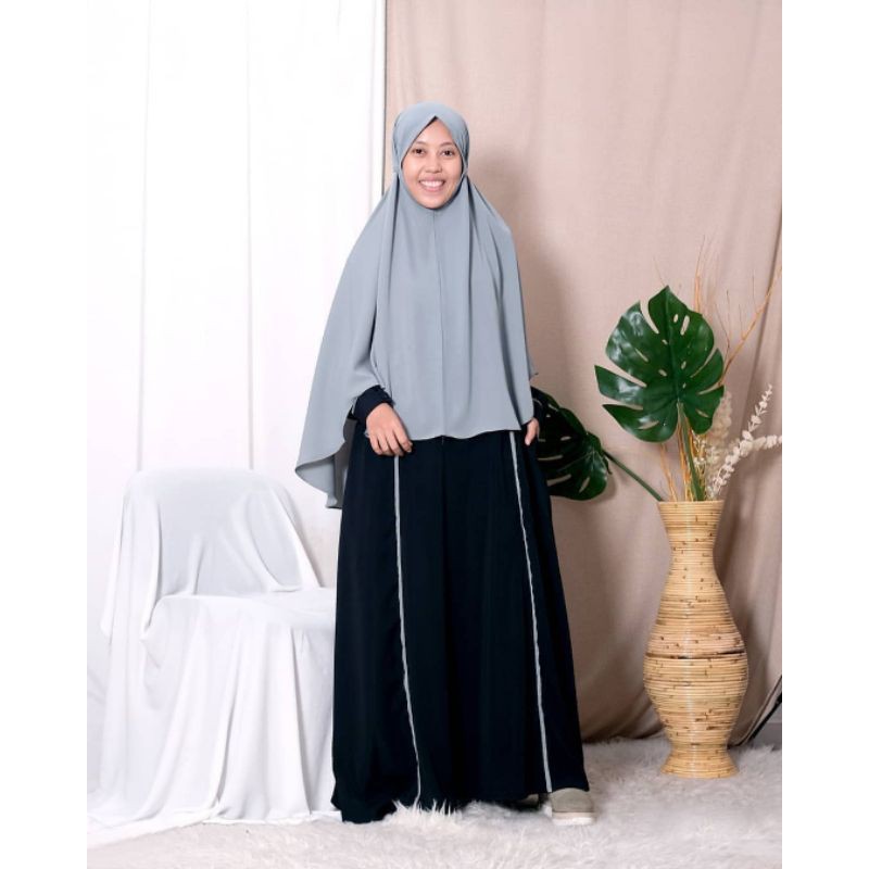 Set Dhuha Hitam Charcoal Mint New Hijab Alila Gamis Polos