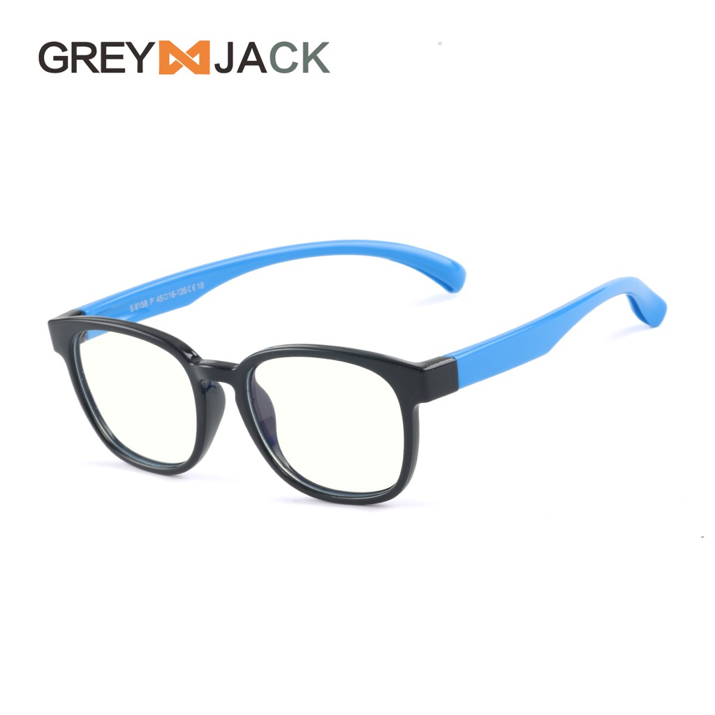 Grey Jack/Kacamata ANAK anti radiasi blueray komputer HP TV TR90/ FA8158-C18hitam biru