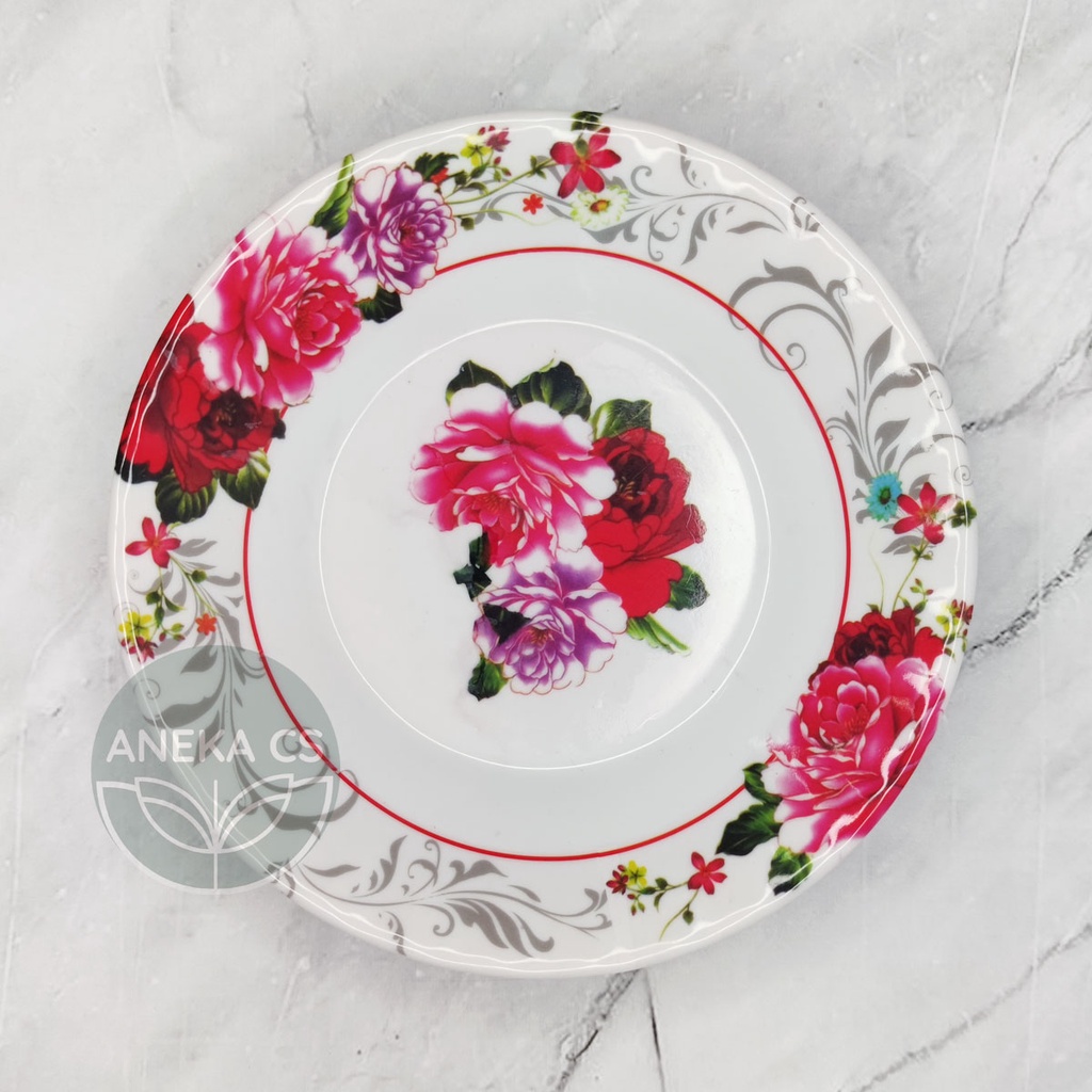 Piring Kecil Melamin 7 Inch - Piring Melamin Motif Bunga - Piring Saji - DS7 28