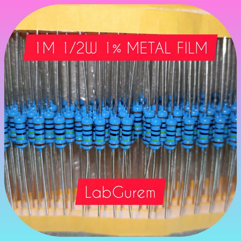 10 Resistor 1/2W 1M Taiwan metal film 1% kaki tembaga