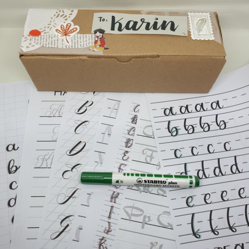 

40pcs Calligraphy Lettering Worksheet Kit (Fonts Only) - Free Brush Pen // Dimino