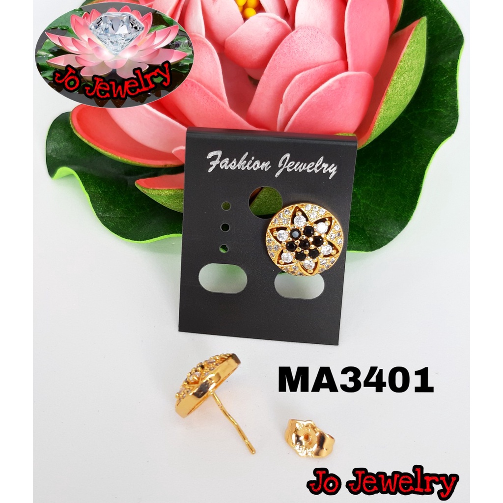 Anting stud tindikan bunga bulat gold