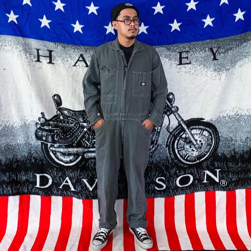 Vintage Dickies Coverall Long sleeve Charcoal Black Label