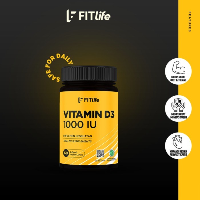 Fitlife Vitamin D3 1000IU 60 Softgels 1000 IU BPOM