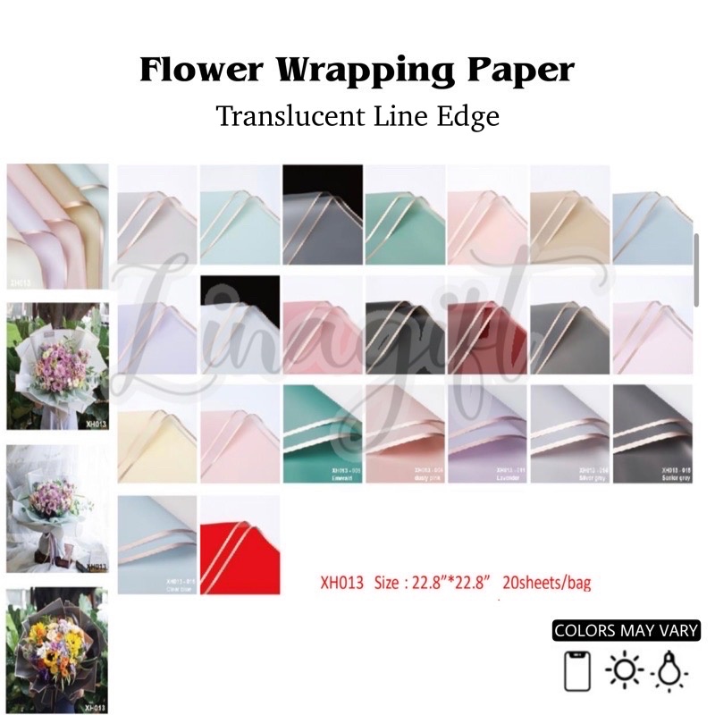 ( 5 Lembar ) TRANSLUCENT GOLD LINE - KERTAS BUNGA LIS EMAS TRANSPARAN - FLOWER WRAPPING PAPER GOLD LINE COLOR TRANSPARANT CELLOPHANE / KOREAN GOLD LINE EDGE / BUKET BUNGA / FLORIST