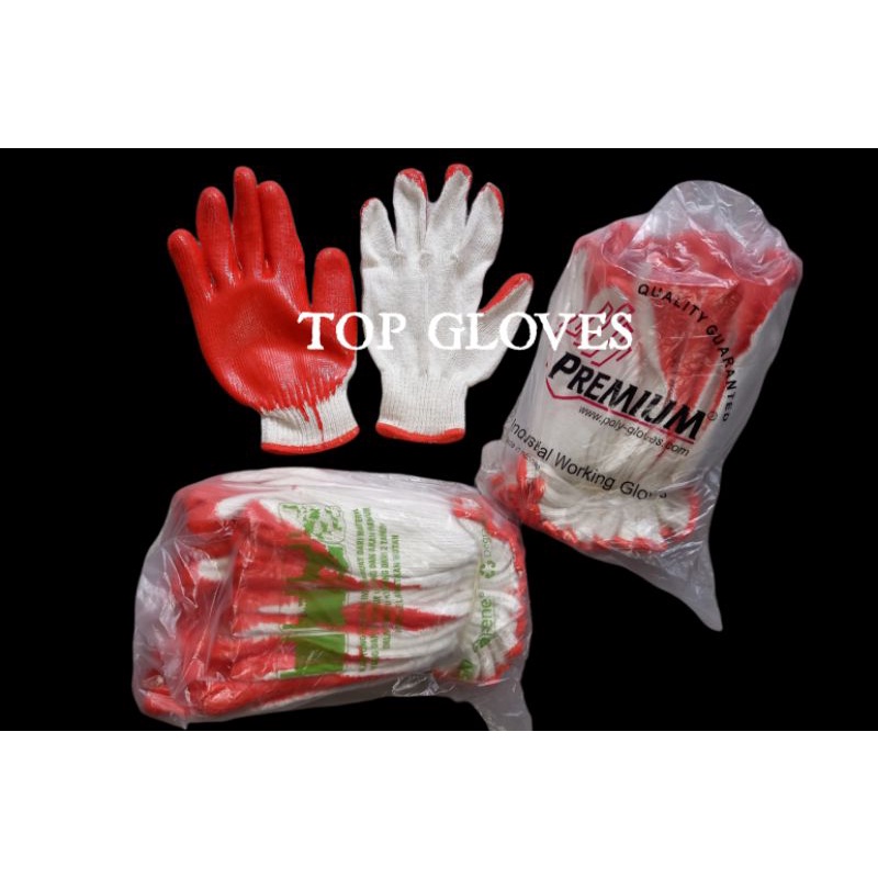 Sarung Tangan Benang Lapis Karet - Gloves Lateks Coating Merk Premium - Sarung Tangan Anti Slip - Sarung Tangan Proyek  - Sarung Tangan Industri