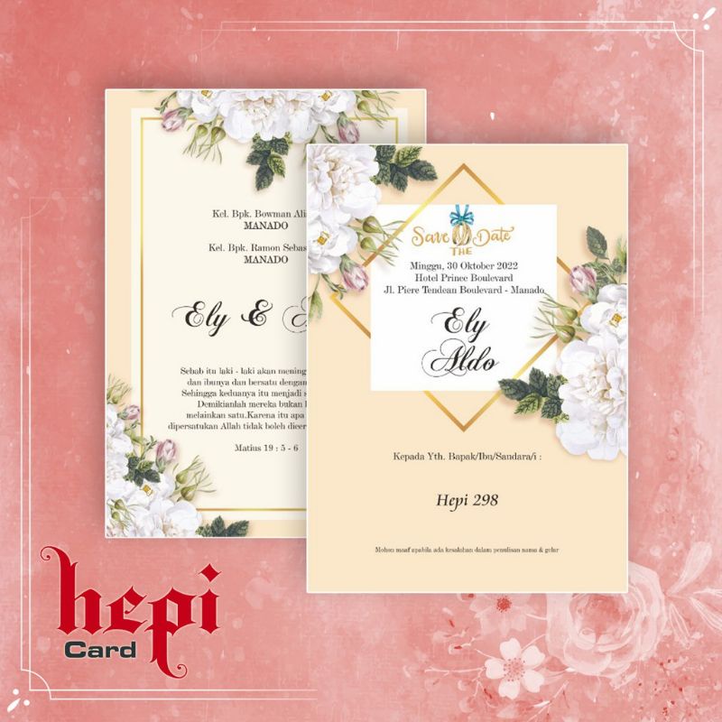 COD CETAK UNDANGAN NIKAH HEPI 298 MINIMAL ORDER 50 PCS (PERNIKAHAN / KHITAN)
