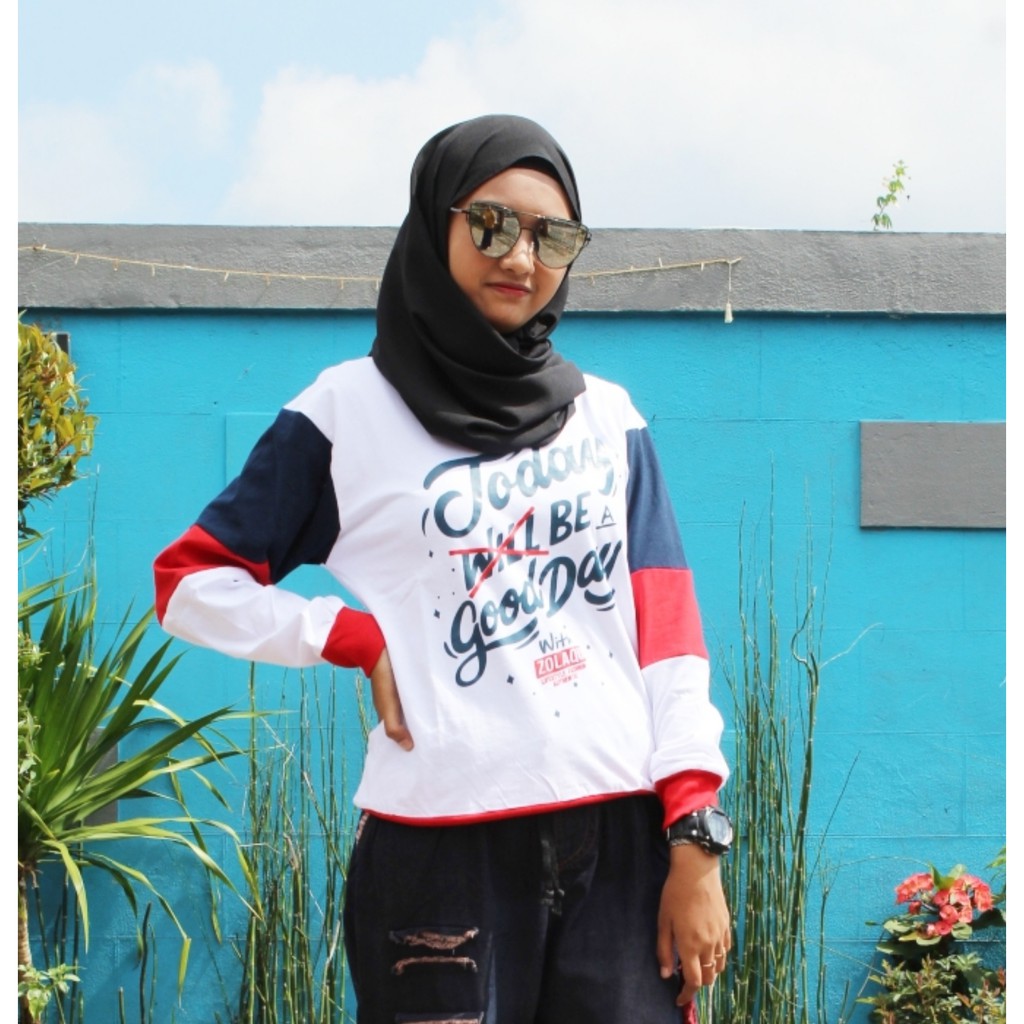 Atasan Wanita Kaos Zolaqu Today Warna Putih Kombinasi