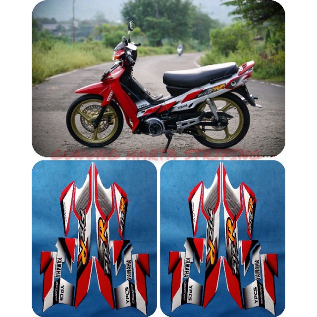 Striping Stiker Lis Body Motor Full Set Yamaha FIZ R Sporty 2001 Standar Original Warna Merah