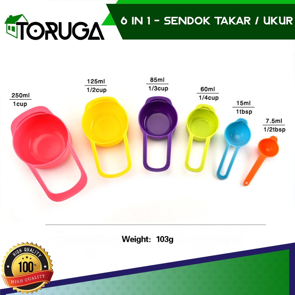 Sendok Takar Set WARNA WARNI Ukur Measuring Spoon Measuring Cup Takaran 6 in 1