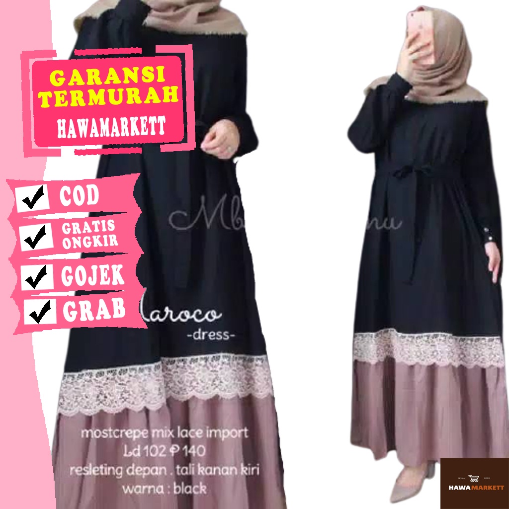 HAWAMARKETT - BISA COD DRESS GAMIS ROCO PAKAIAN WANITA FASHION MAKASSAR QS