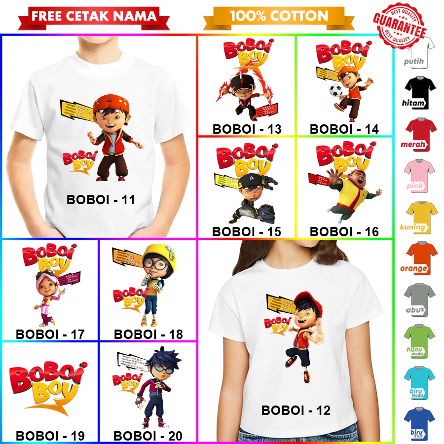 [FREE NAMA!!] Baju Kaos COUPLE  ANAK DAN DEWASA BOBOIBOY BOBOBOI BANYAK MOTIF