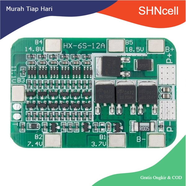 BMS 6S 24V 15A Papan PCB Pelindung Baterai Lithium 18650