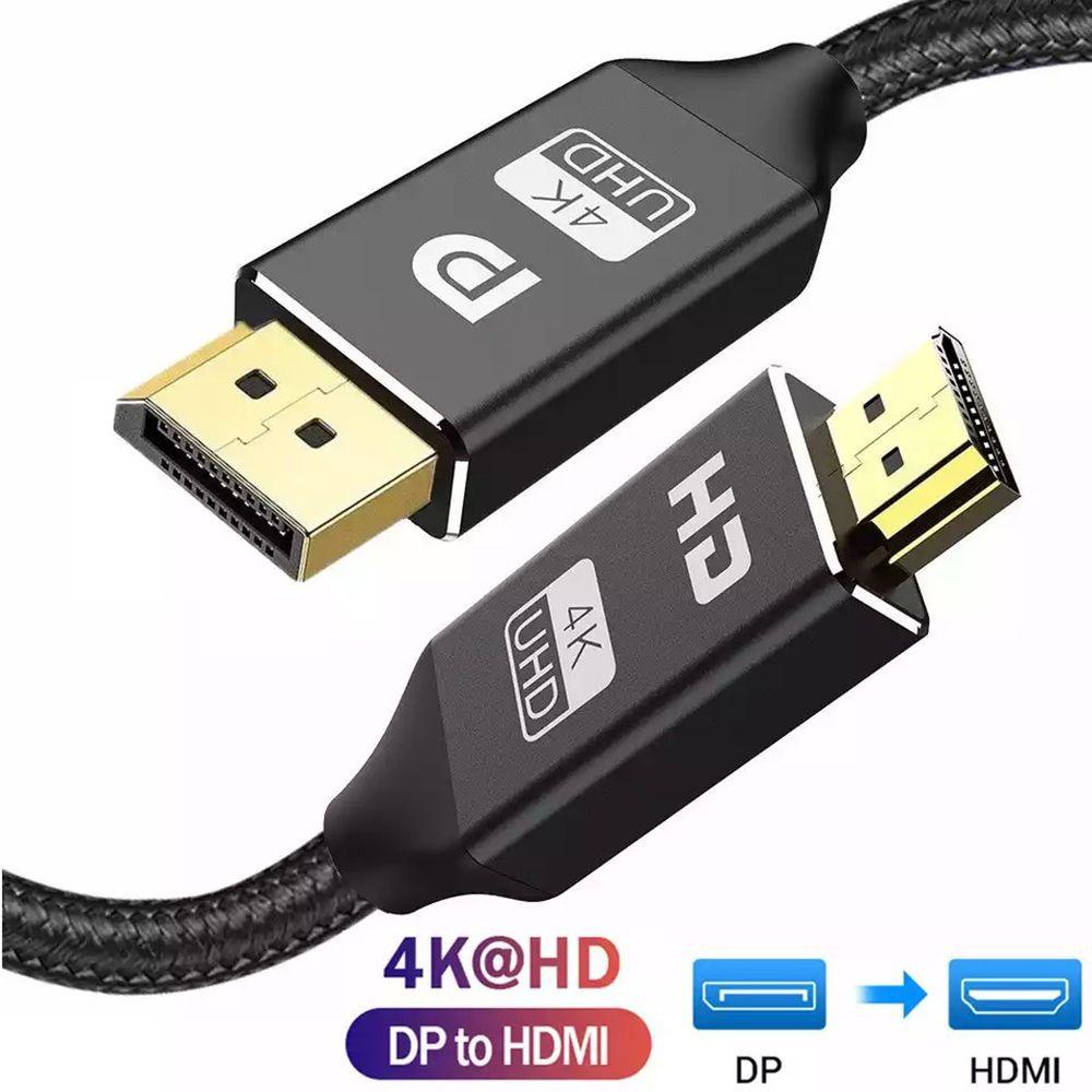 Kabel DP Ke HDMI Atas Adapter UHD Male to Male Lapis Emas