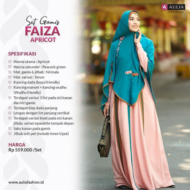 Aulia Fashion Gamis Terbaru Faiza Apricot Ori Original Syari