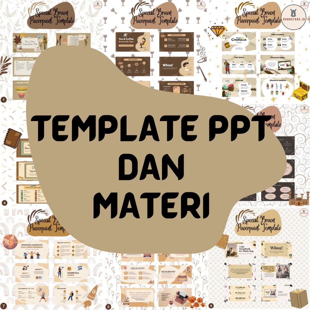 Template Powerpoint PPT Aesthetic / Special Brown Powerpoint Template FREE Animation