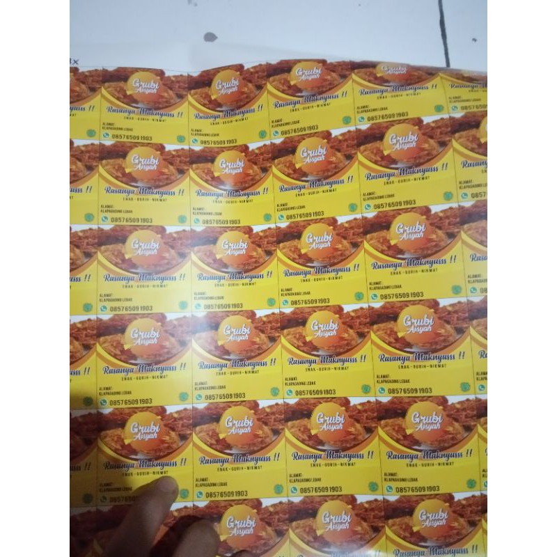 

sticker label makanan murah ukuran A3