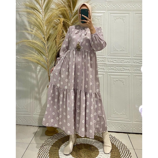 LANIA DRESS PAKAIAN WANITA BOHEMIAN STYLE BUSUI FRIENDLY DRESS TASSEL KEKINIAN GAMIS CEWEK BUNGA KOT