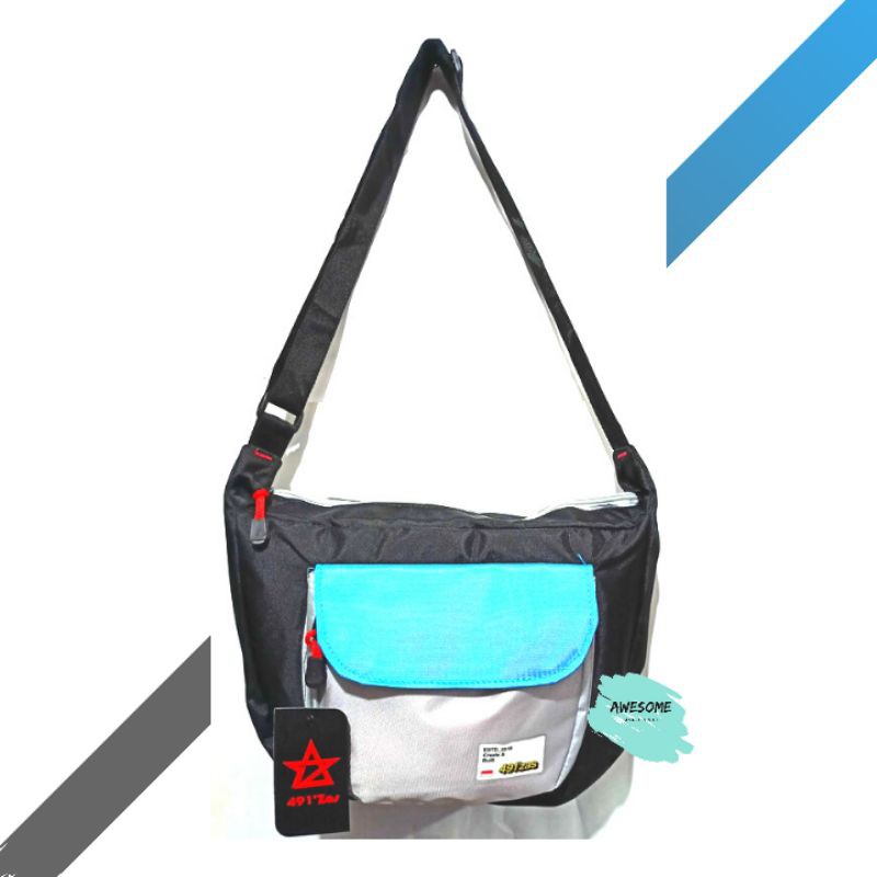 Tas Slempang Slingbag Distro - Tas Slingbag Distro Unisex Warna Kombinasi Hitam Birmud REALPICT