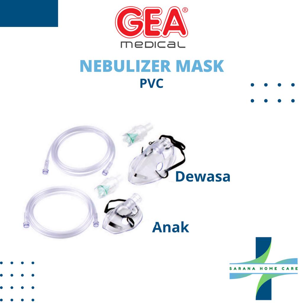 GEA Nebulizer Mask PVC with Tube/ Masker nebulizer steril/ alat bantu pengobatan pernafasan