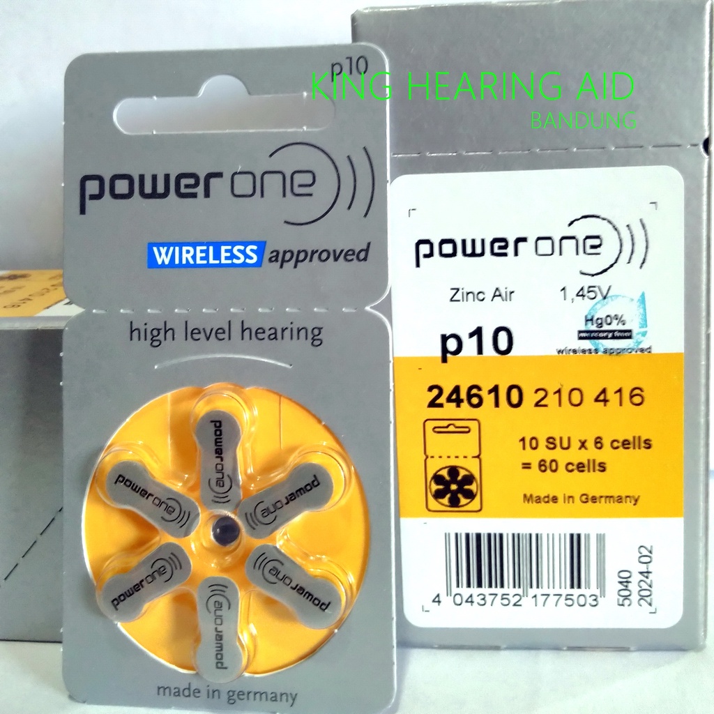 Baterai Alat Bantu Dengar POWERONE p10 batu alat dengar hearing battery made in germany replacement PR70 PR230H AC230E AG10 LR1130 zinc air batteries size 10 batere alat bantu dengar power one p10 baterai Alat Pendengaran batre alat pendengar