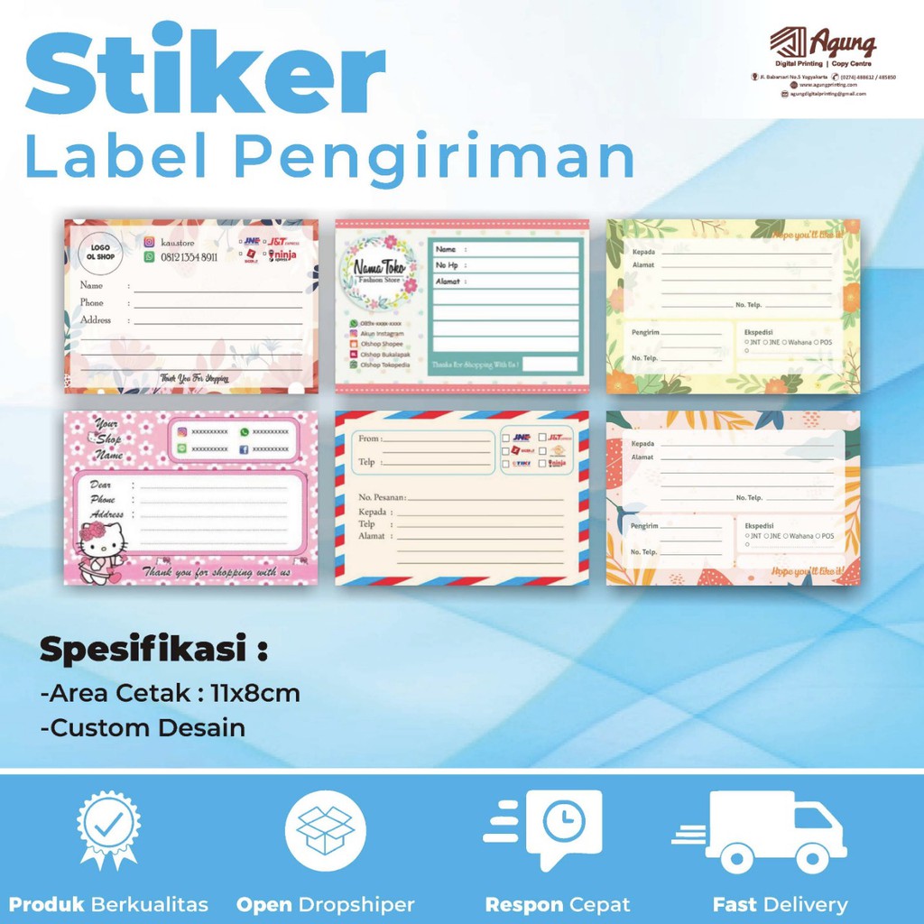 

STIKER LABEL PENGIRIMAN CUSTOM OLSHOP ISI 16pcs