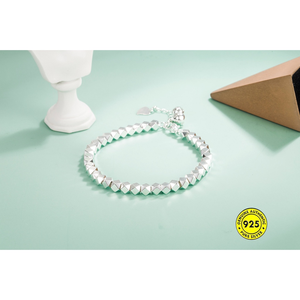 Gelang Tangan Rantai Sterling Silver 925 Aksen Lonceng Kecil Untuk Wanita