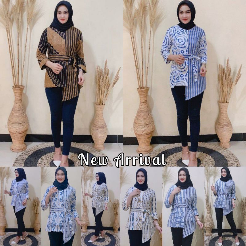 tey-17 Batik wanita ASJ SA HRB026 Kenongo Kemeja Tosca Pendek