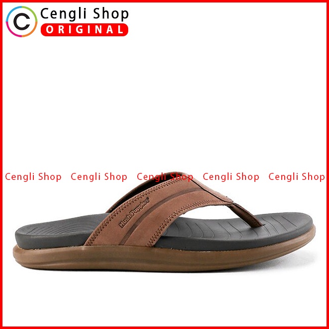 SANDAL JEPIT KULIT HUSH PUPPIES PRIA ORIGINAL BRANDED ASLI COKLAT HM08